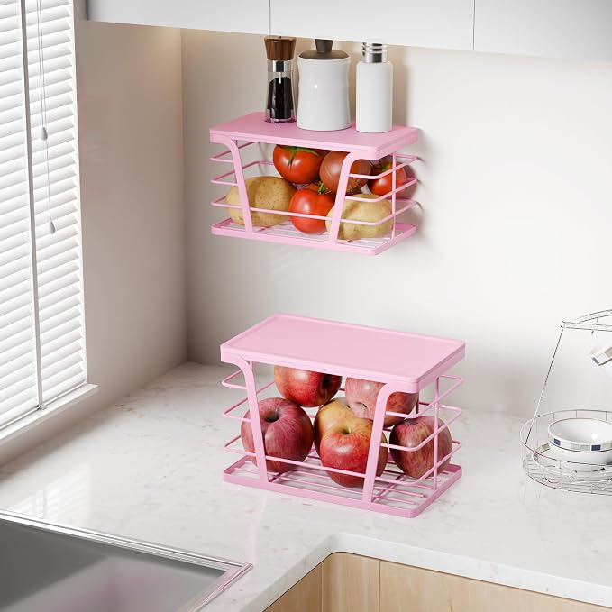 TIDIIABODE 2 Pack Pink Trash Bag Holder - Stackable Garbage Bag Dispenser with Bamboo Top, Kitchen Accessories & Decor, Wall Mount Storage for Kitchen, Home, Bathroom Decor & Gifts - Image 8