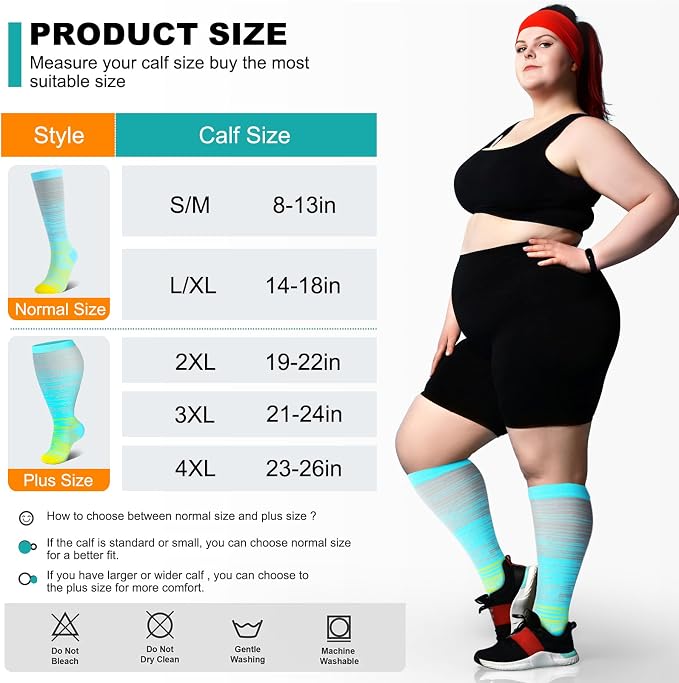 Genovega 3 Packs Wide Calf Compression Socks for Women Men Knee Hight S/M-4XL for Gifts - Image 7