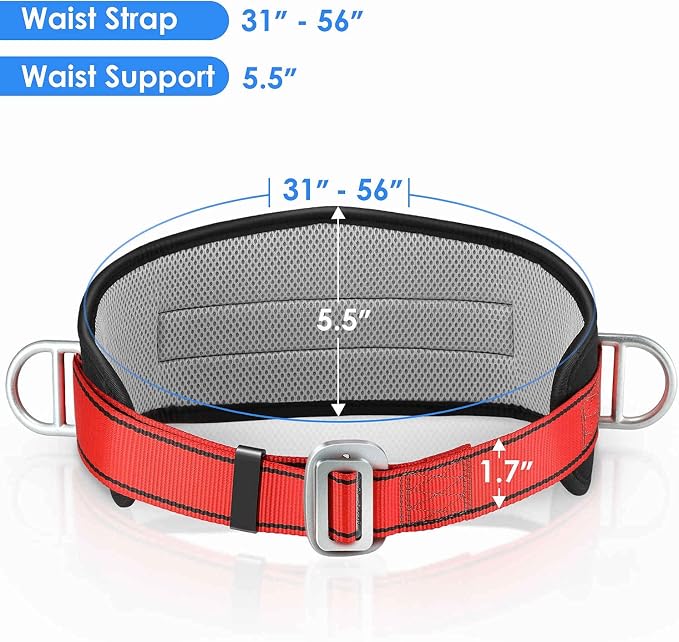Safety Climbing Belts, Positioning Climbing Belt with Waist Pad and 2 D Rings, Safety Belt Kit Personal Portable Protective Equipment - Image 3