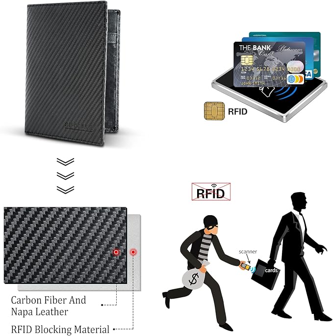 Polare Luxury RFID Blocking Leather Passport Holder Travel Wallet For Men and Women (Carbon Black) - Image 8