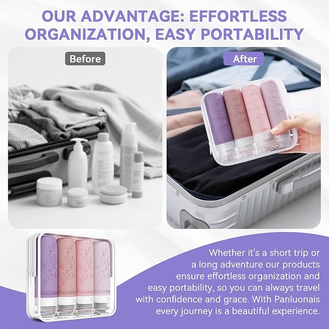Silicone Travel Bottles for Toiletries, TSA Approved Leak-Proof Toiletry Containers for Airplane & Vacation - Image 2