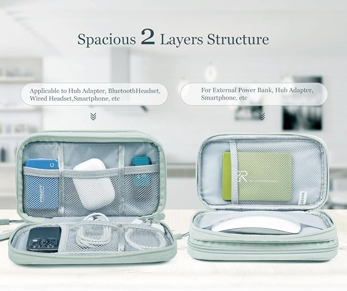 Electronic Organizer Travel Cable Accessories Bag,Electronic Organizer Case,Electronic Accessories Organizer Bag for Power Bank, Charging Cords, Chargers, Mouse, USB Cable, Earphones (Mint Green) - Image 3