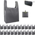 BeeGreen Grey Reusable Shopping Bags Wholesale Gray Reusable Grocery Bags Bulk Foldable-Machine Washable with Zipper Storage Pouch 20 Pieces by BeeGreen