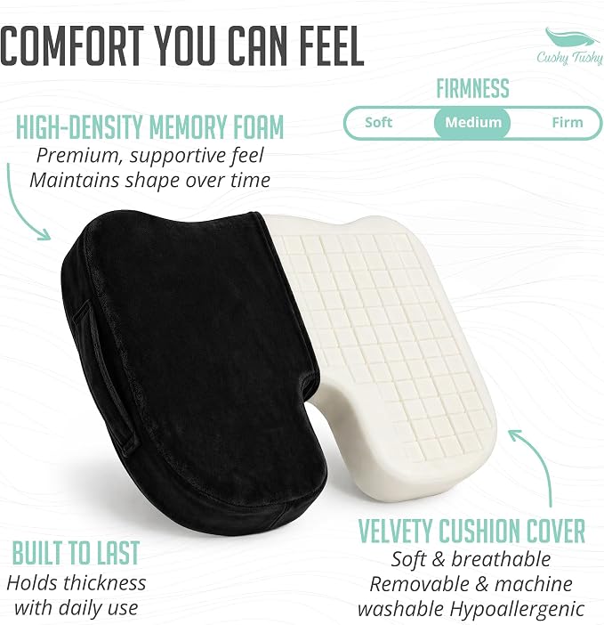 Premium Seat Cushion with Moveable Holes, Customizable Foam – Relief for Lower Back, Sciatic, & Tailbone Pain – Perfect for Driving, Home & Office – Black Fabric Cover - Image 5