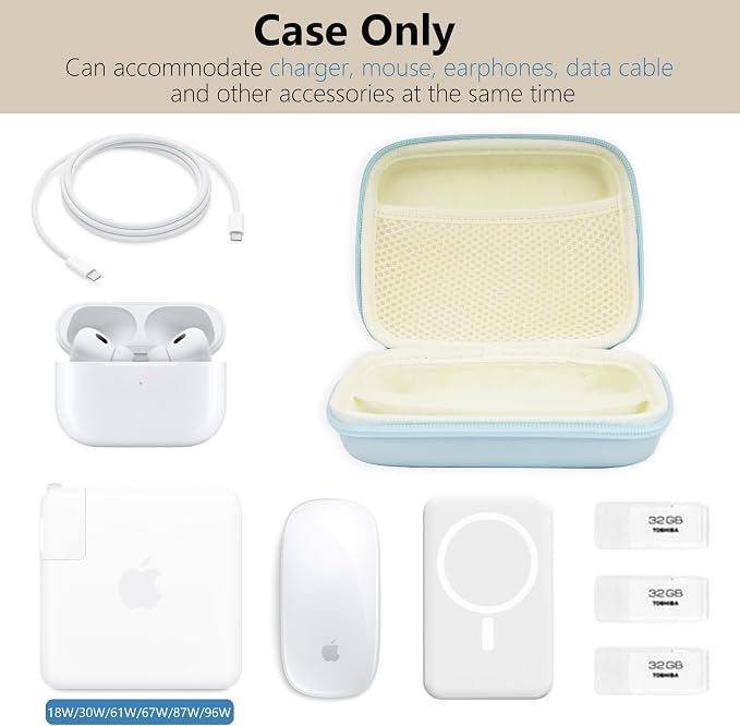 Charger Case for Macbook, Portable Tech Electronic Organizer Bag, Small Travel Storage Pouch for Laptop Accessories, MacBook Power Adapter, Charging Cords, USB Drives, Power Bank (Blue, L) - Image 5