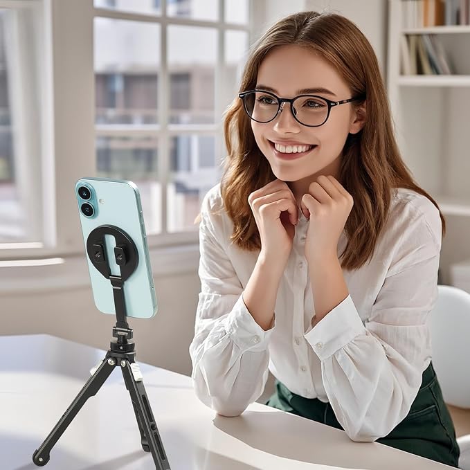 FANAUE Magnetic Phone Tripod Mount with Cold Shoe Mount, Adjustable Rotatable Phone Holder Adapter for iPhone 17/16/15/14/13 Serie, Camera Monitoring, Tripods - Image 8