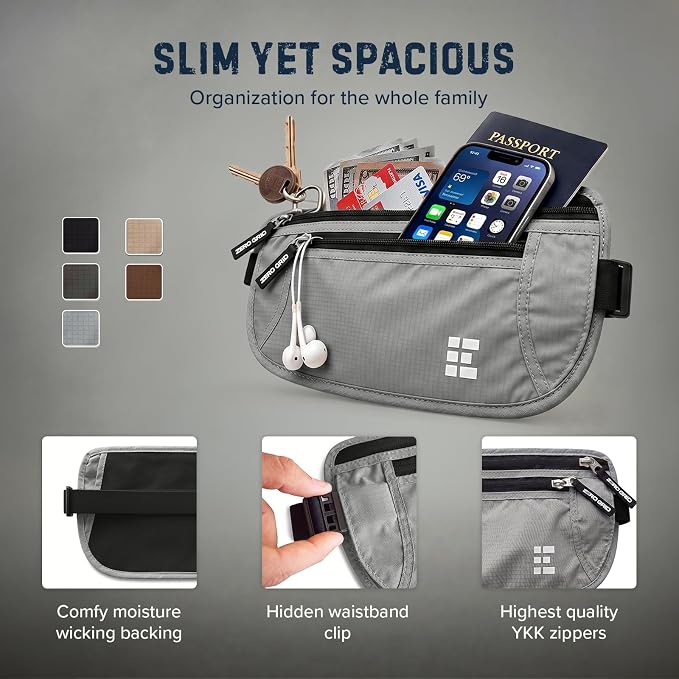 Money Belt for Secure Travel - RFID Blocking Slim Passport Holder - Hidden Waist Pouch for Cash, Credit Cards, Documents - Concealable Under Clothes, Water-Resistant Slim Fanny Pack for Men and Women - Image 5