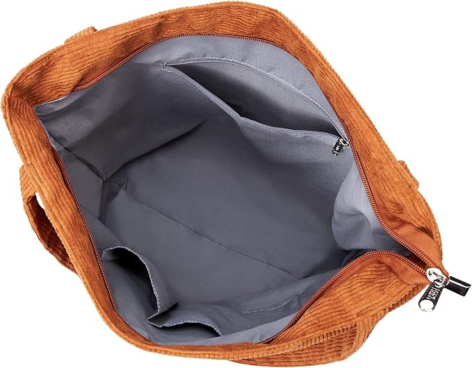 KALIDI Women Corduroy Tote Bag Zipper Casual Tote's Handbag Big Capacity Shoulder Bag with Pockets - Image 6