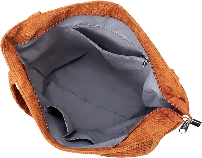 KALIDI Women Corduroy Tote Bag Zipper Casual Tote's Handbag Big Capacity Shoulder Bag with Pockets - Image 7