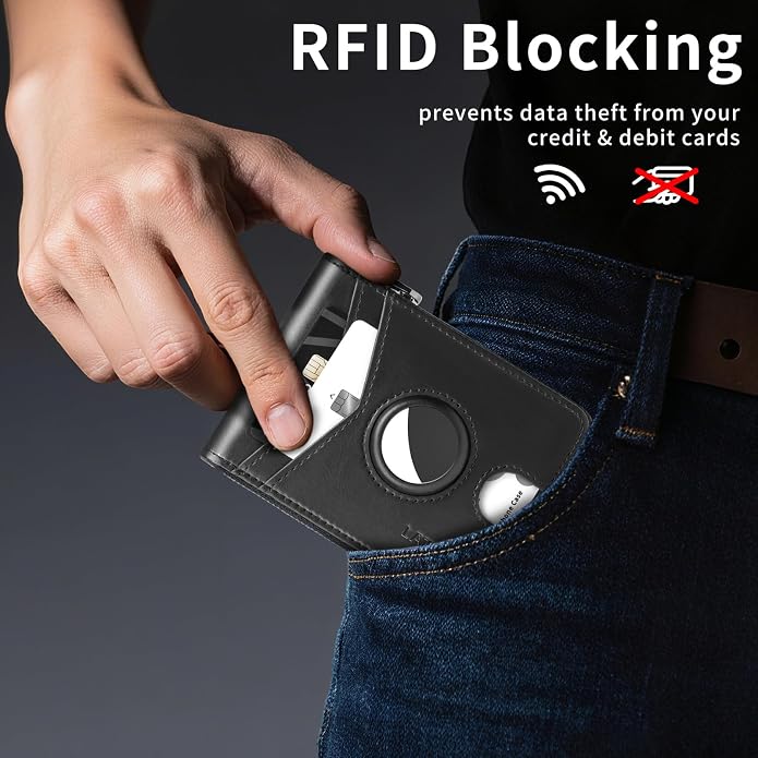 Men’s RFID Blocking Zipper Large Dimensions Wallet with 2 ID Windows - Large Capacity Design, 13 Credit Card Slots - Image 5