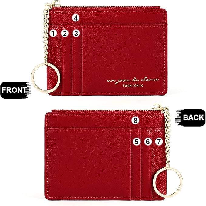 Valentoria Slim RFID Blocking Card Holder Small Pocket Wallet Keychian Zipper Coin Purse Mini Cash & Coin & Cards Case for Women Men | Slim - Image 3