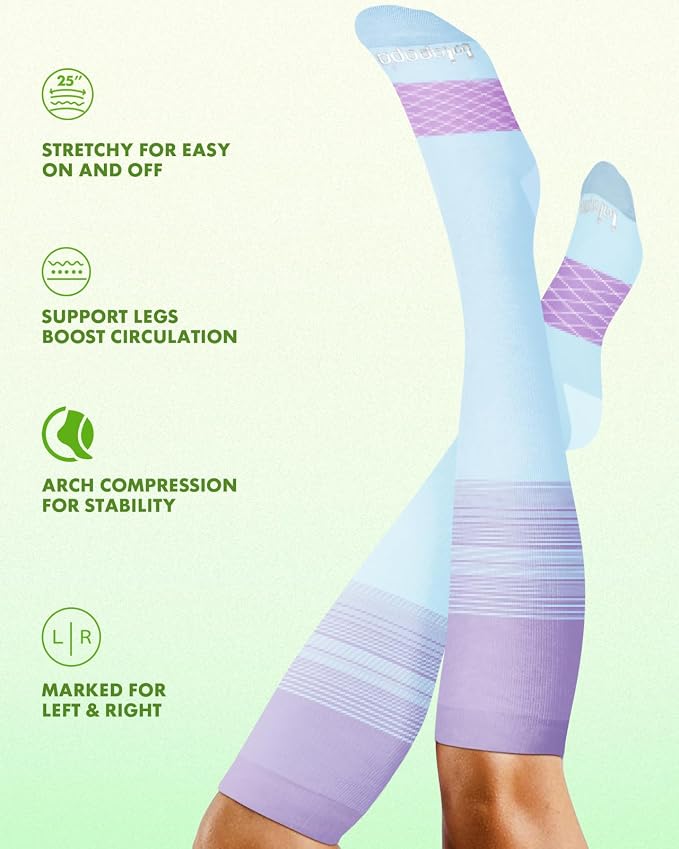 Bamboo Viscose Compression Socks for Women Men | 2 Pairs 15-20mmHg Cute Breathable Graduated Knee High Compression Socks for Nurse Pregnancy Travel - Image 6