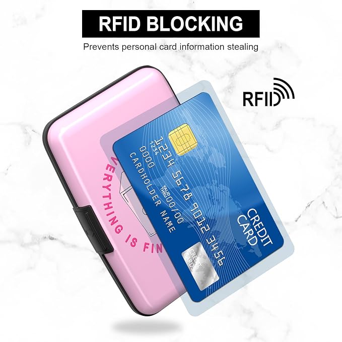 Card Holder Credit Cards Holder for Women RFID wallet women Business Card Holder Wallet Mini Aluminum Card Wallet RFID Blocking Slim Metal Hard Card for Women, Cute Dumpster - Image 3