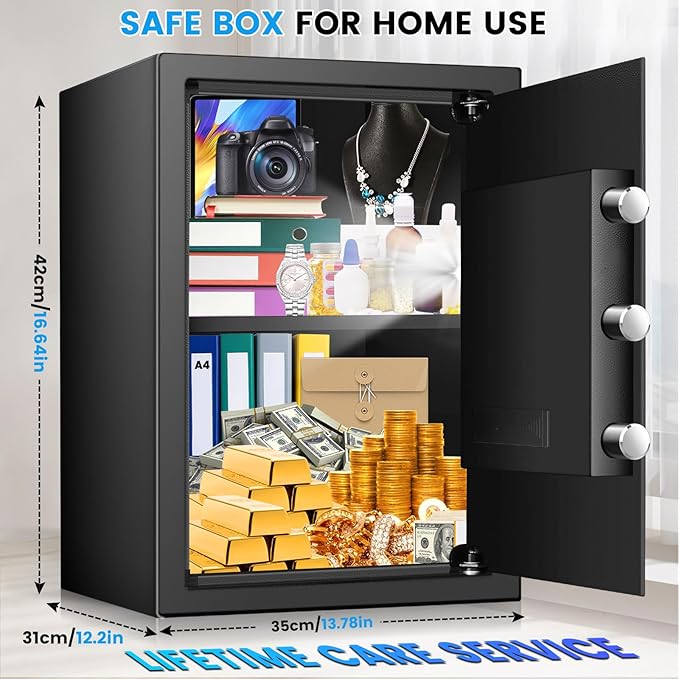 [16.54" Tall] Safe Box, 2.8 Cuft Home Safes With Fireproof Bag | Anti-Theft Security Safes for Home with Programmable Keypad Keys, Digital Safety Box for Money Documents Valuables Jewelry - Image 3