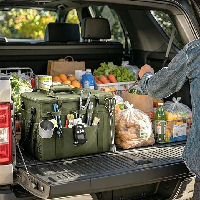 40L Tactical Camping Storage Bag, 600D Waterproof Foldable Camping Box | camping storage bag with removable dividers, outdoor Foldable Organizer Modular gear kitchen box & trunk organizer & fishing - Image 8