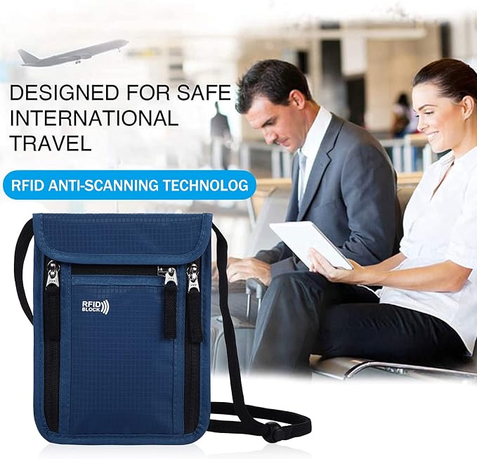 Travel Pouch Neck Wallet Family Passport Holder Organizer Case with RFID Blocking | Family Passport Holder - Image 6