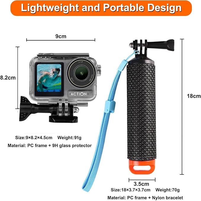BO&DQQ Underwater Waterproof Case Compatible with DJI Osmo Action 5 Pro/Action 4/Action 3, 164FT/50M Dive Diving Housing Cover Shell with Camera Handle Mount Accessories Kit - Image 5