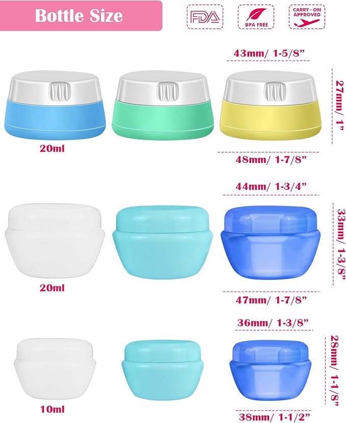 selizo Travel Bottles Containers Silicone and Plastic Cream Jars with TSA Approved Toiletry Case for Toiletries Cosmetic Makeup Body Hand Cream Lotion Shampoo - Image 4