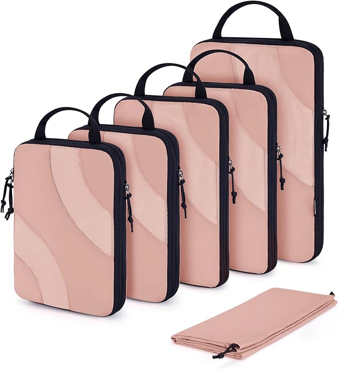 BAGSMART Compression Packing Cubes for Travel | Lightweight suitcase organizers bag set, space-saving double zipper expansion for carry-on luggage & travel organization by BAGSMART