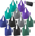 BeeGreen Reusable Bags for Shopping Machine Washable 12 Pack Xlarge Grocery bags Reusable Heavy Duty Folding with Elastic Band Colorful Tote Gift Bags Lightweight Durable Polyester by BeeGreen