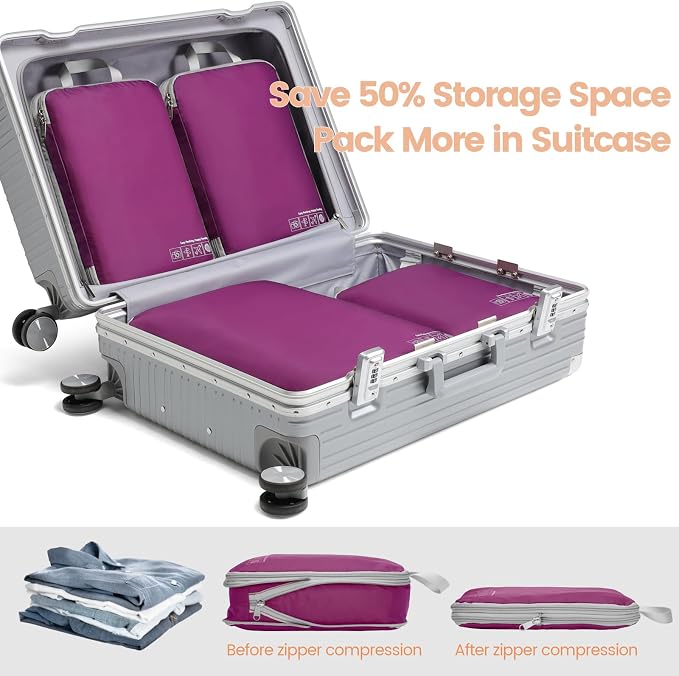 Cambond Compression Packing Cubes for Travel - Luggage Suitcase Organizer | Compression Zip Design for Space-saving, Expandable, Lightweight, Keep Clothes Sorted, Luggage Space Tidy, Carry on Pack Fast - Image 3