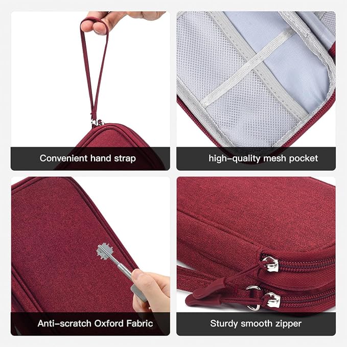 CAAORDKSO Electronic Cord Organizer Travel Case, Travel Cable Organizer Bag, Waterproof Electronic Accessories Carry Pouch for Cable, Cord, USB, Charger, Phone, Power Bank, Earphone (Wine Red, Medium) - Image 5