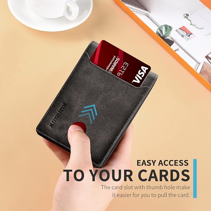 RUNBOX Wallet for Men, Slim Leather Bifold, RFID Blocking Card Holder | Minimalist Front Pocket Design, Credit Card Organizer, Holds 11 Cards, Large Capacity, Thin Profile, Birthday Gifts for Men - Image 5