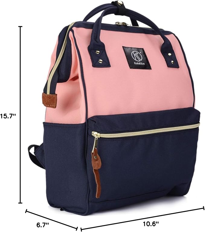 Kah&Kee Polyester Travel Backpack Functional Anti-theft School Laptop for Women Men (Pink* Navy, Medium) - Image 7