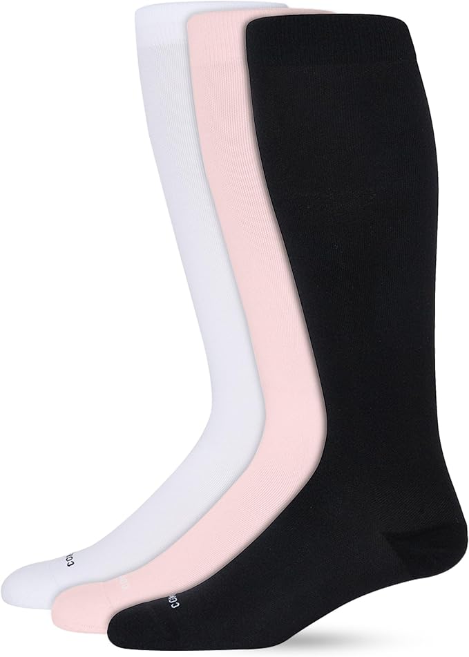Nylon Knee High Socks - 15-20mmHg Graduated Compression Socks - Soft & Breathable Support Unisex Socks by Comrad