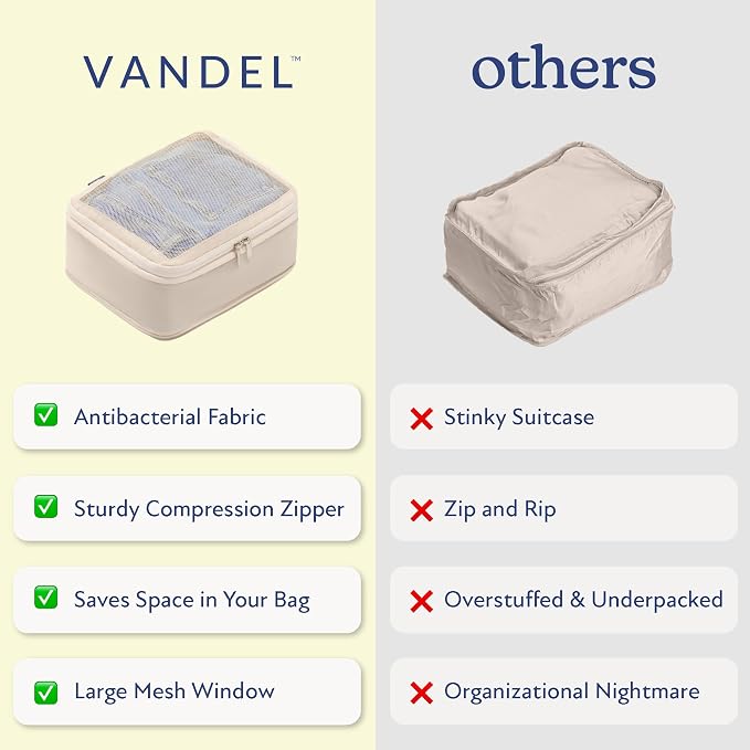 Vandel Space-Saving Compression Packing Cubes for Women 4-Pack Compressible | Luggage Packing Cubes for Travel Compression Organizer Bags, Carry On Suit Case, Space-Saving, Packing Cubes for Women - Image 5