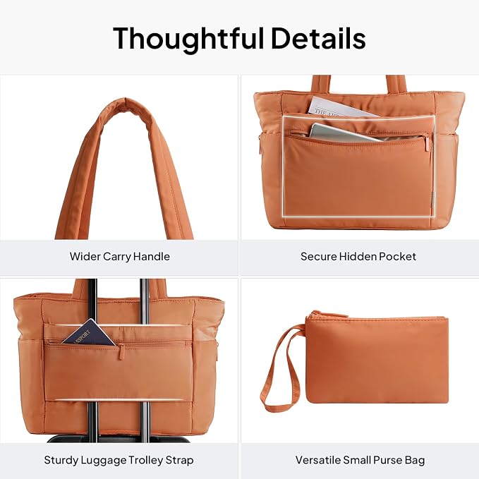 TOPEAST Tote Bag for Women Puffer Travel Carry On Bags with Laptop Compartment & Cup Holder Work Tote for Weekend Overnight - Image 5