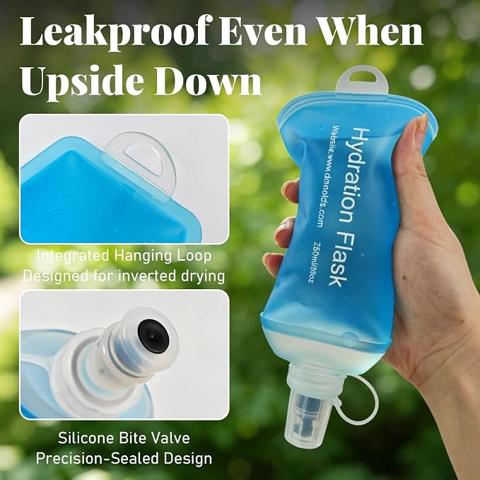 150ML Soft Flask, TPU Collapsible Soft Water Bottle for Hydration Pack, Running Vest, Leak-Proof Folding Water Bottle for Hiking Cycling Climbing Jogging- 1Pcs, Blue - Image 3