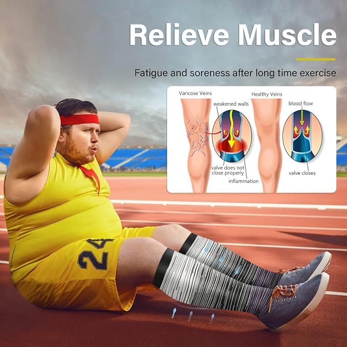 Diu Life 3 Pairs Plus Size Compression Socks for Women and Men Wide Calf Extra Knee High Support for Circulation - Image 4