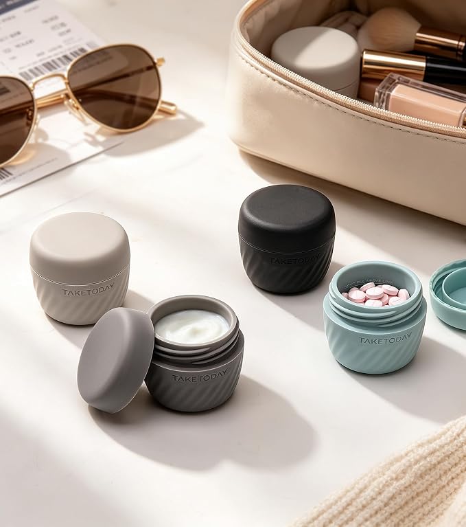 TakeToday Travel Containers for Toiletries, 1oz, 4 Pack, Grey | Air Travel Leak-Proof, TSA Approved, Silicone Jars with Lid, for Cosmetics & Toiletries - Image 8