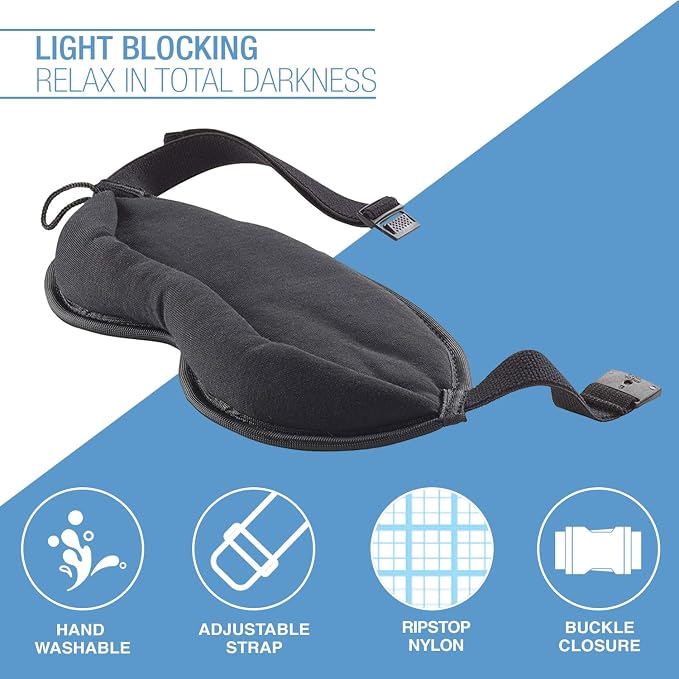 Lewis N. Clark Comfort Sleep Mask | Eye Mask for Travel | Comfortable & Breathable | Light Blocking & Adjustable | 2 Pack | Black - Image 4