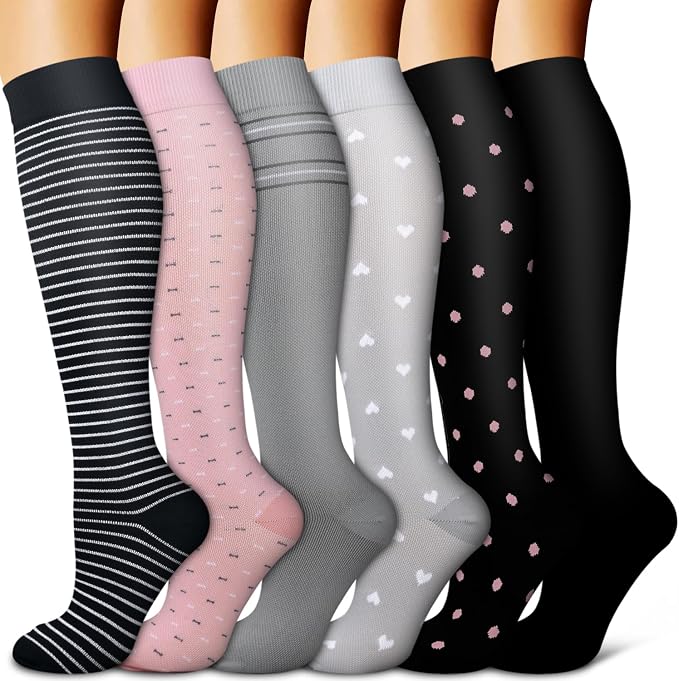 Copper Compression Socks for Women & Men (6 pairs) - Best Support for Nurses, Running, Hiking, Recovery by BLUEENJOY