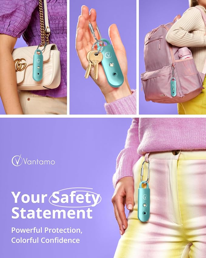 Vantamo Personal Alarm for Self Defense with Low Battery Notice, Strobe Light & Extra Loud 130 dB Double Speakers Safety Keychain Set for Women, Rechargeable Panic Button for Womens Self Defense - Image 5