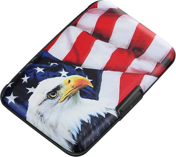 Mini RFID Aluminum Wallet Credit Cards Holder Business Card Case Metal ID Case for Men Women（Flag2 by ELFISH