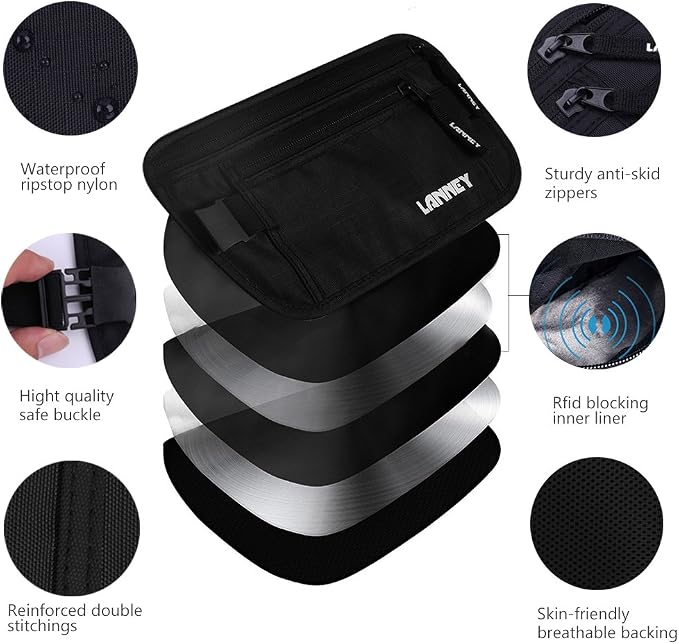 Money Belt for Travel Women and Men Slim Hidden Travel Wallet with RFID Blocking - Image 2