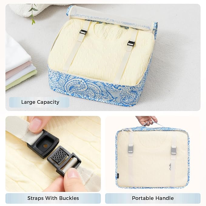 BAGAIL 8 Set Packing Cubes Luggage Packing Organizers for Travel Accessories-Blue paisley - Image 5