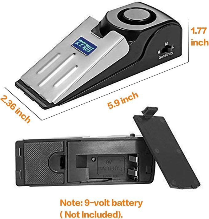 ZZRUI Upgraded 2 in 1 Portable Door Stopper Floor Wedge Security Alarm Loud 120db Entrance Alert Door Stop Alarm for Travel Home Apartment House (3 Packs) - Image 5
