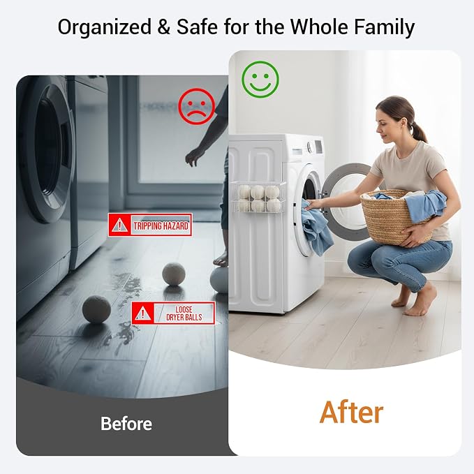 FAMNONE 2-Pack Magnetic Basket for Dryer Balls, Laundry Room Organizer | Metal Dryer Ball Holder, Magnetic Lint Bin, Fridge Basket, Washer Dryer Organizer for Kitchen, Laundry - Image 4