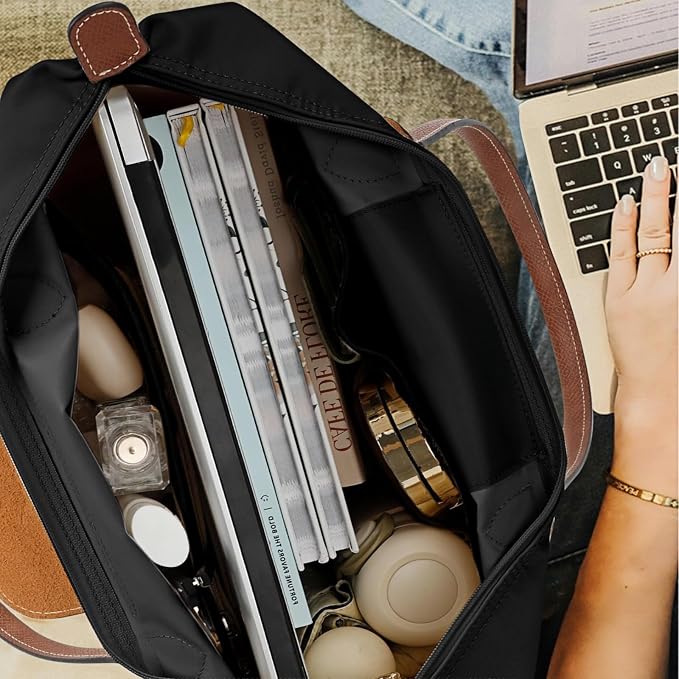 Tote Bag for Women with Purse Organizer Insert. | Foldable Large Capacity Waterproof Nylon Bag for Travel, Work, and Daily Use. - Image 2
