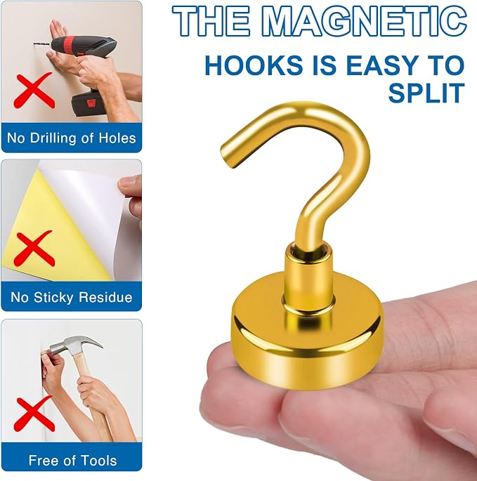 LOVIMAG Magnetic Hooks, Cruise Essentials 2026, 12 Pack-170LBS | Heavy Duty Strong Magnet Hook for Cruise Cabin, Refrigerator Fridge, Ship, Classroom, Kitchen Grills, Yellow - Image 6