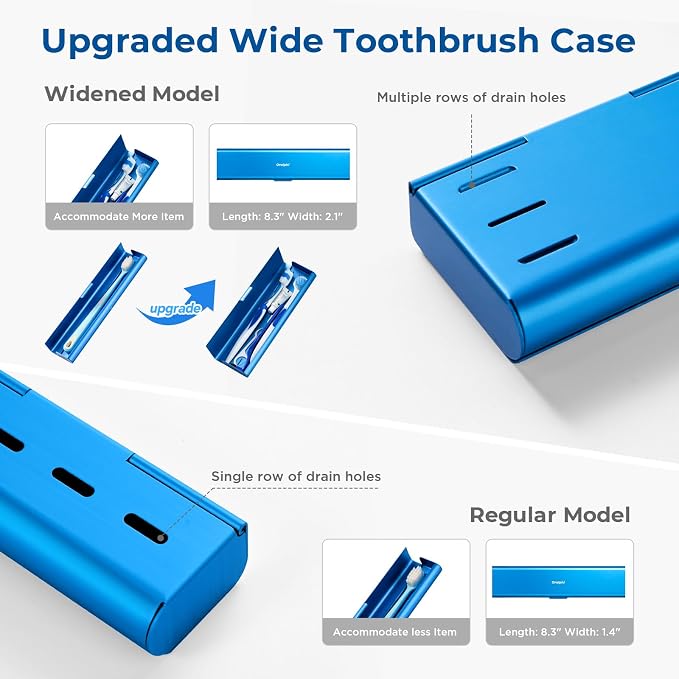Wider Aluminum Toothbrush Travel Case, Portable Travel Toothbrush Holder, Durable Manual Toothbrush Box Container for Traveling, Bathroom, Camping, Business Trip, Blue - Image 7
