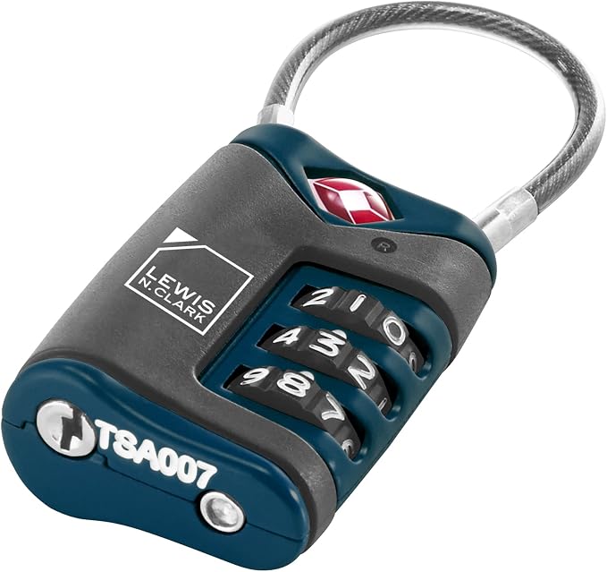 Lewis N. Clark TSA-Approved Combination Luggage Lock with Steel Cable (2-Pack), Blue, One Size - Image 5
