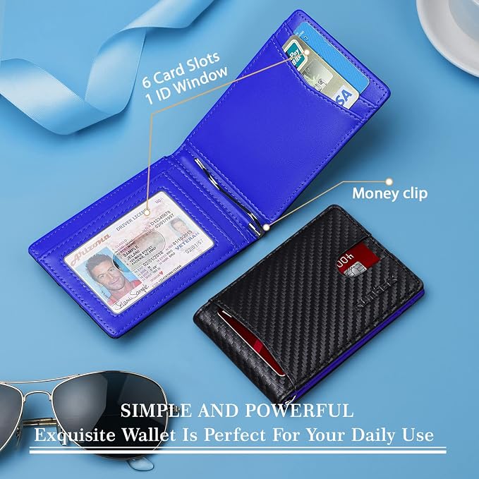 RUNBOX Slim Wallet for Men Genuine Leather RFID Blocking Bifold Minimalist Front Pocket Mens Wallet with Money Clip Thin Gift Box - Image 9