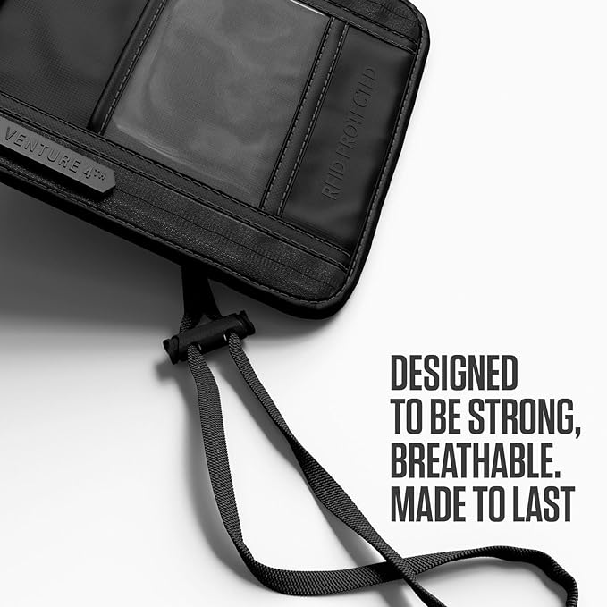 VENTURE 4TH Travel Neck Wallet, RFID Blocking Passport Holder - Sleek Black - Image 4