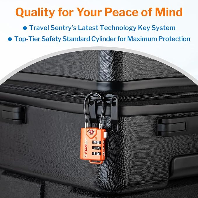 TSA Approved Cable Luggage Locks, Re-settable Combination with Alloy Body, Orange 4 Locks. - Image 6
