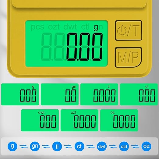 1000g Gram Scale, Diyife 0.01g Precision Pocket Scale with Backlit LCD | 7 Units, Protective Cover, Tare Function, Digital Jewelry Scale for Gold, Gem, Battery Included, Gold - Image 4